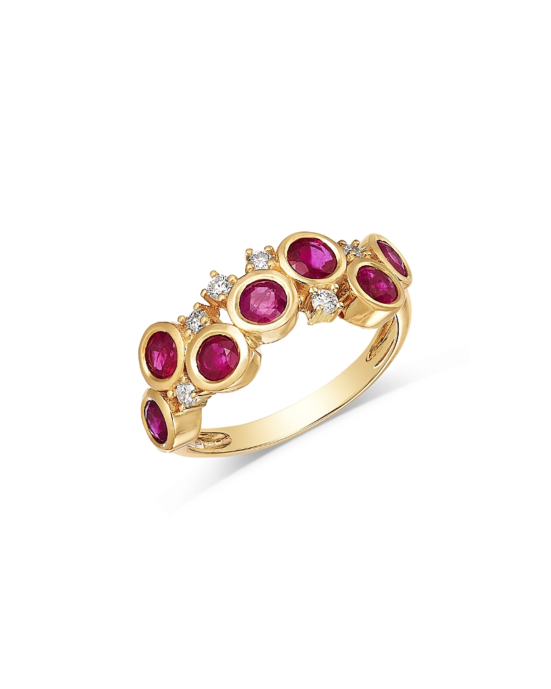 Bloomingdale's Fine Collection Ruby & Diamond Scattered Bezel Ring In 14k Yellow Gold In Gold