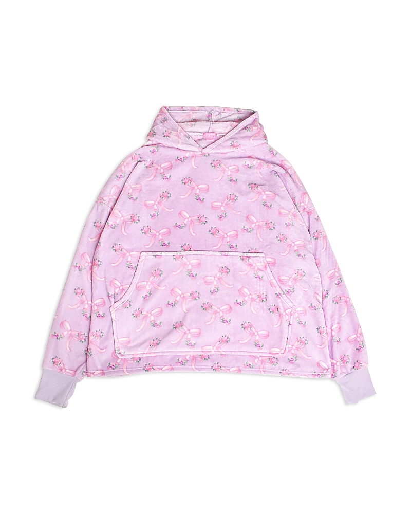 Omg Accessories Girls' Bow Print Pullover Hoodie In Purple