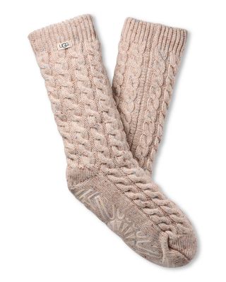 Elowyn Cable Knit Fleece Grip Socks