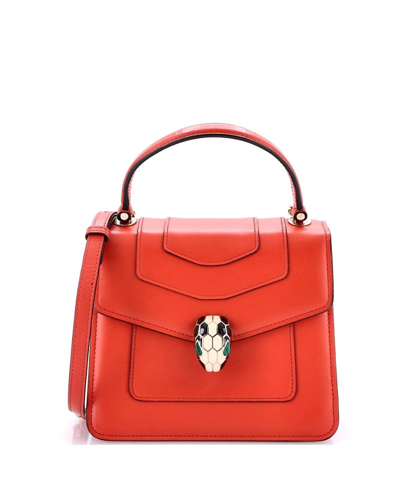 PRE-OWNED BVLGARI Pre-owned  Bvlgari Small Serpenti Forever Top Handle Bag Leather In Orange