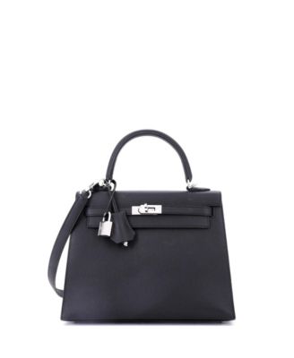  Kelly 25 Handbag Black Epsom with Palladium Hardware