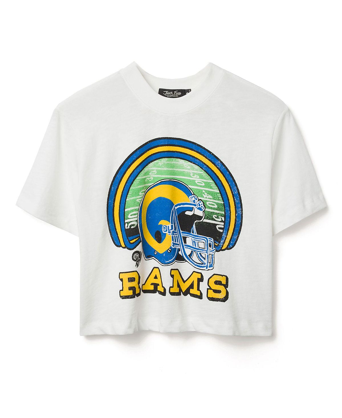 Junk Food Clothing Women's Nfl Los Angeles Rams Game Time Mock Neck Crop Tee