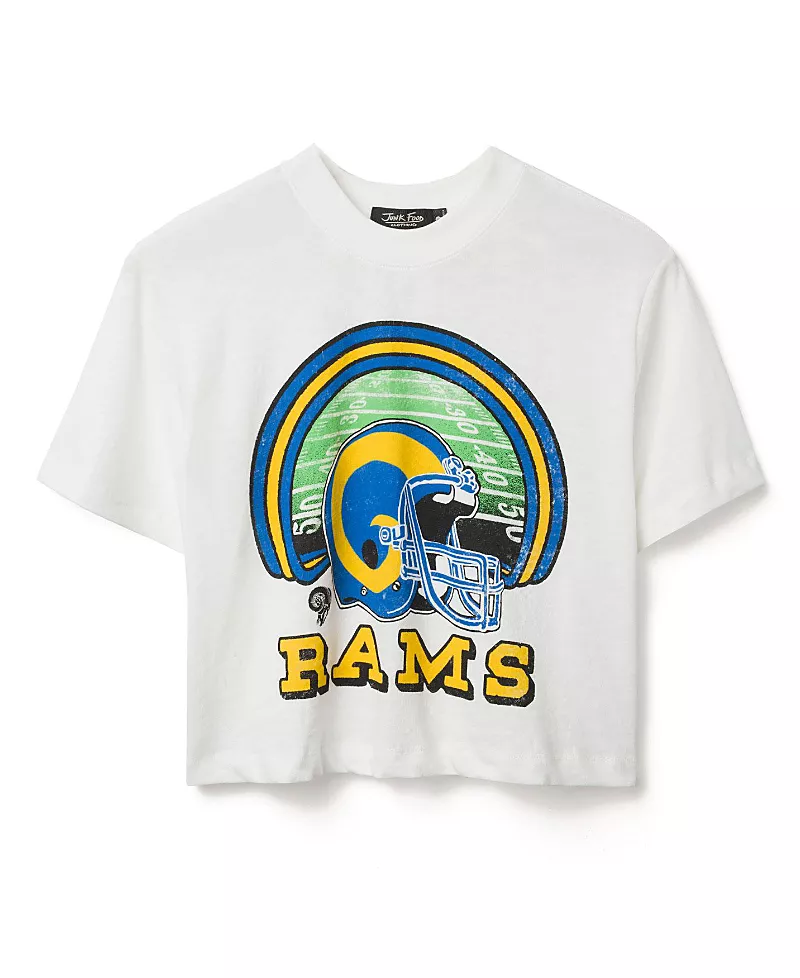 Junk Food Clothing Women's Nfl Los Angeles Rams Game Time Mock Neck Crop Tee