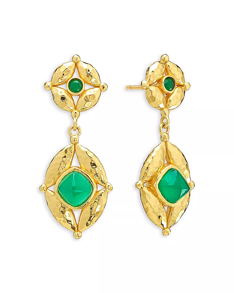Capucine De Wulf Green Onyx Mystic Eye Post Drop Earrings