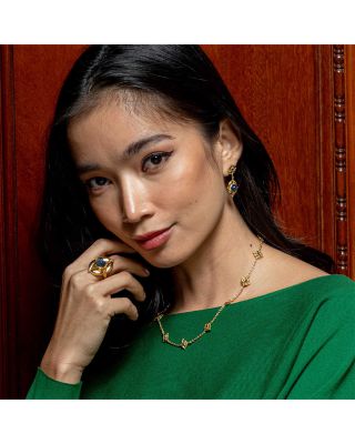 Green Onyx Mystic Eye Post Drop Earrings