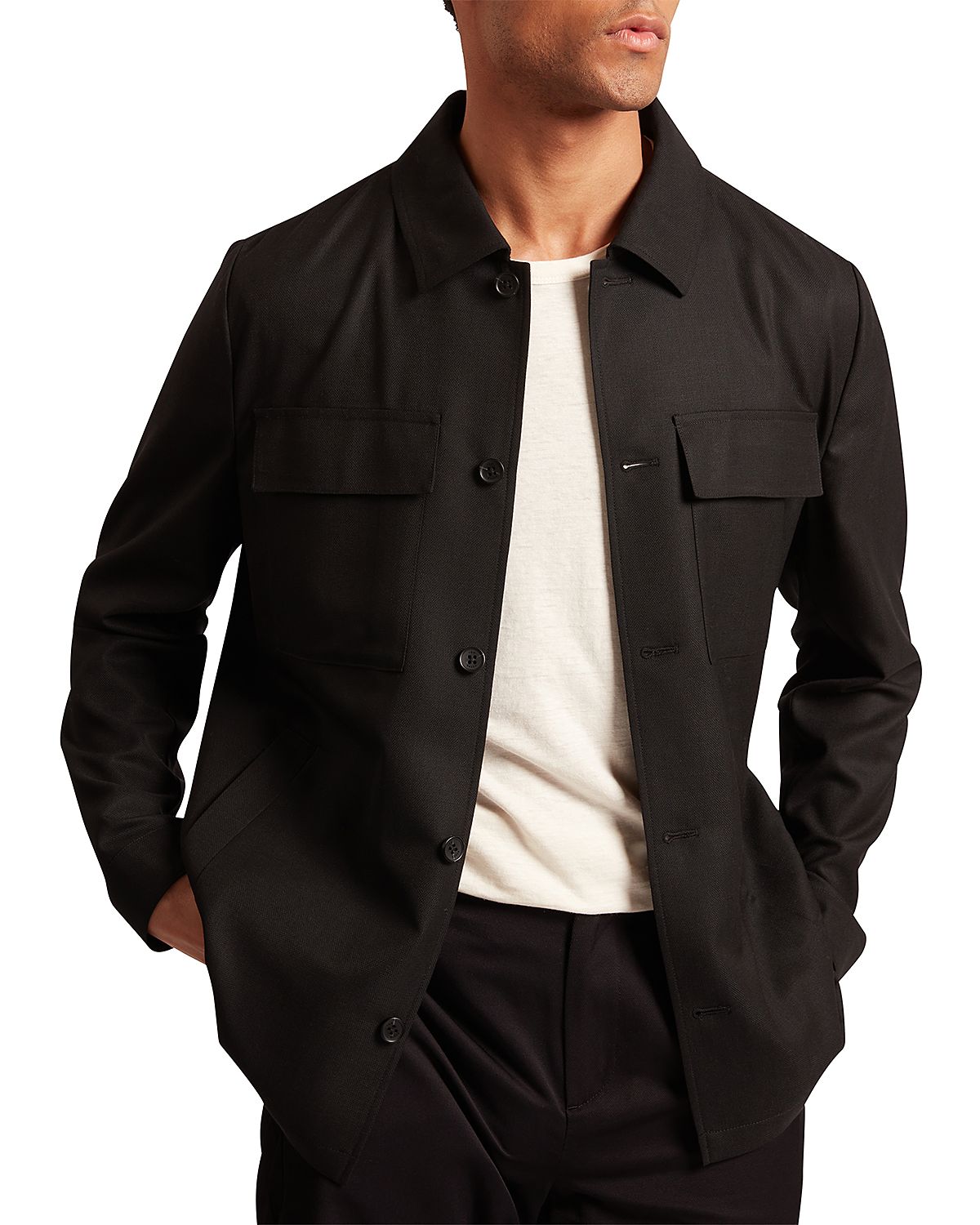 Ted Baker Selwynj Lightweight Wool Blend Shirt Jacket