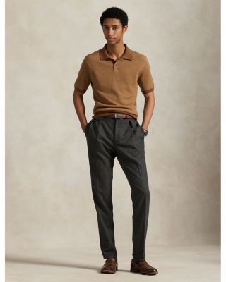 Wool Herringbone Regular Fit Polo Sweater