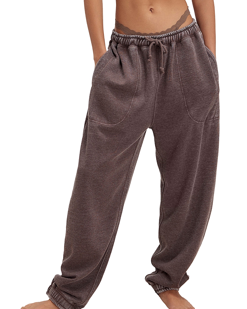 Free People Slow It Down Cotton Blend Joggers In Brown