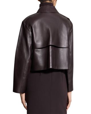 Cropped Leather Trench Coat