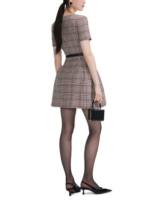 Check Short Sleeved Mini Dress