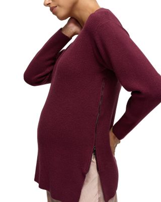 V Neck Side Zip Maternity Sweater
