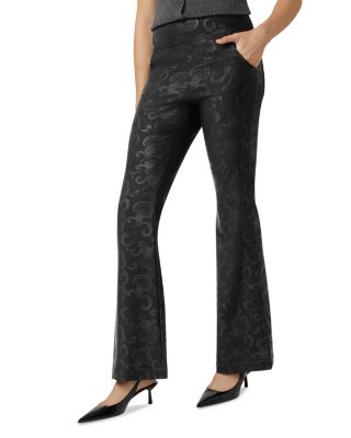Etched Floral High Rise Baby Bootcut Jeans in Black