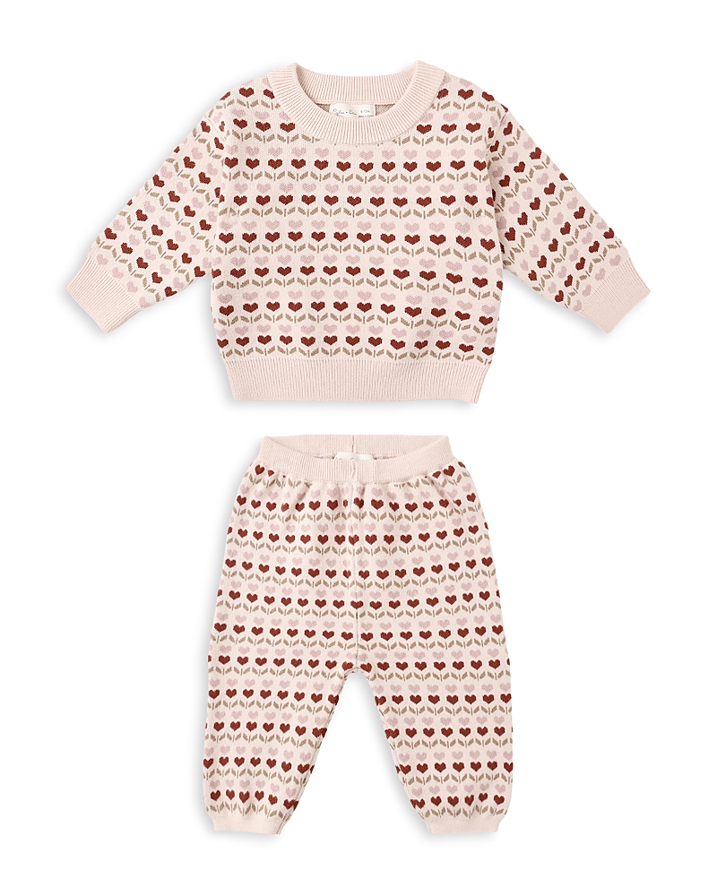 Rylee + Cru Girls' Heart Sweater & Pants Set - Baby In Pink