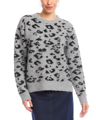 Metallic Animal Print Crewneck Sweater