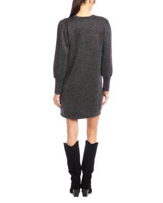 Puffed Sleeve V Neck Dress