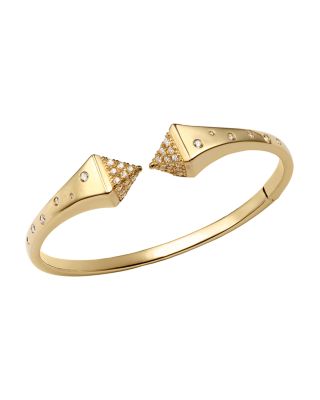 Diamond Pyramid Cuff Bangle Bracelet in 14K Yellow Gold, 1.0 tcw