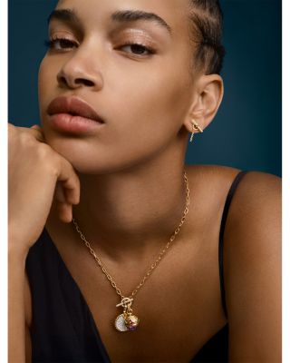 DY Mercer&reg; Petite Toggle Stud Earrings in 18K Yellow Gold with Diamonds, 38.2mm