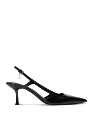 Women&#39;s Pointed Toe Patent Leather Slingback Pumps