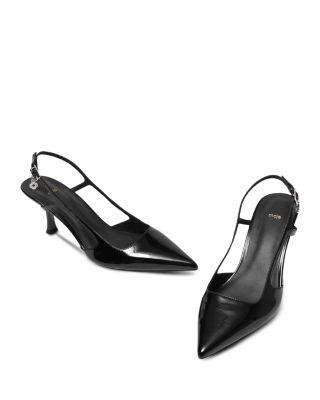 Women&#39;s Pointed Toe Patent Leather Slingback Pumps