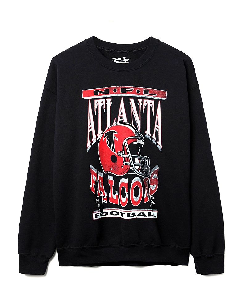 Junk Food Clothing Unisex Nfl Atlanta Falcons Helmet Flea Market Crew Fleece Sweatshirt In Black
