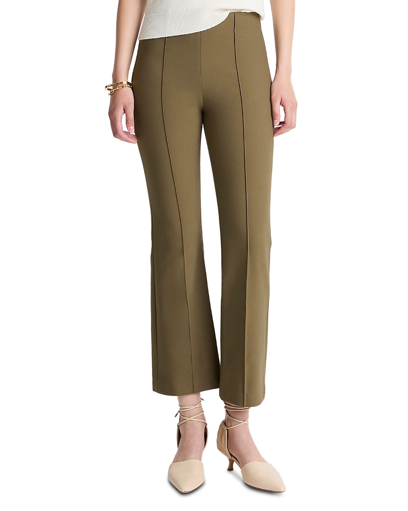 Vince Mid Rise Pintucked Cropped Pants In Green