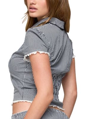 Paige Gingham Tailored Button Up Shirt