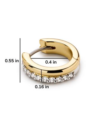 Brass and Cubic Zirconia Asher Pave Huggie Earrings