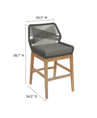 Wellspring Outdoor Patio Teak and Rope Counter Stool