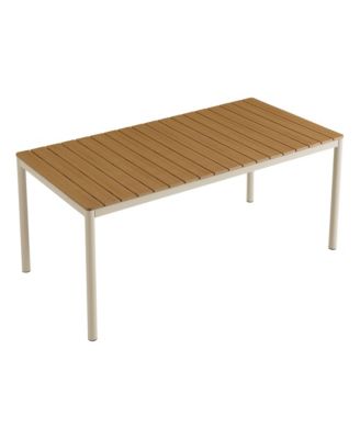 Finn 71" Outdoor Patio Aluminum Dining Table with Faux Wood Top