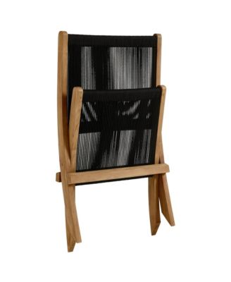 Vienna Outdoor Patio Teak and Rope Folding Accent Lounge Chair