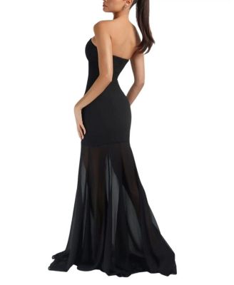 Strapless Crepe Chiffon Maxi Dress
