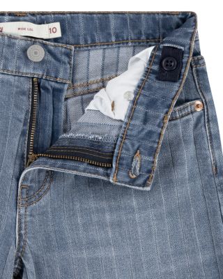 Girls' Textured Stripe Wide Leg Jeans - Big Kid