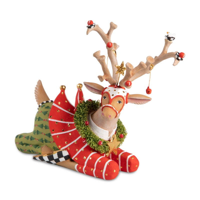 Mackenzie-childs Patience Brewster Dash Away Sitting Prancer Reindeer Figure
