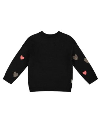 Girls' Knit Sweater with Dalmatian and Hearts - Big Kid