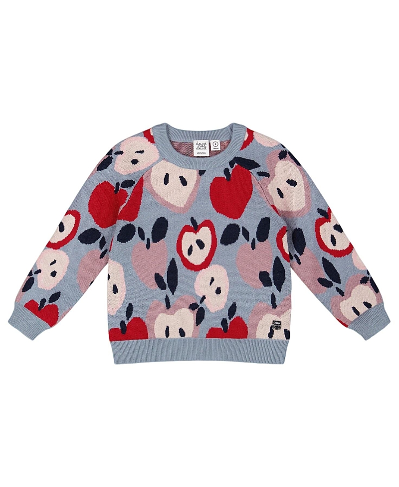 Deux Par Deux Knit Sweater With Apple Heart Jacquard