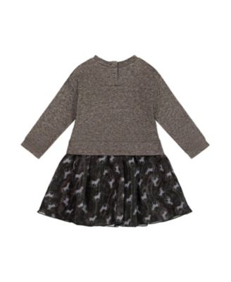 Girls' Bi-Material Dress with Mesh Skirt - Little Kid