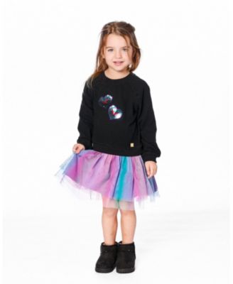 Girls' Bi-Material Dress with Mesh Skirt - Big Kid