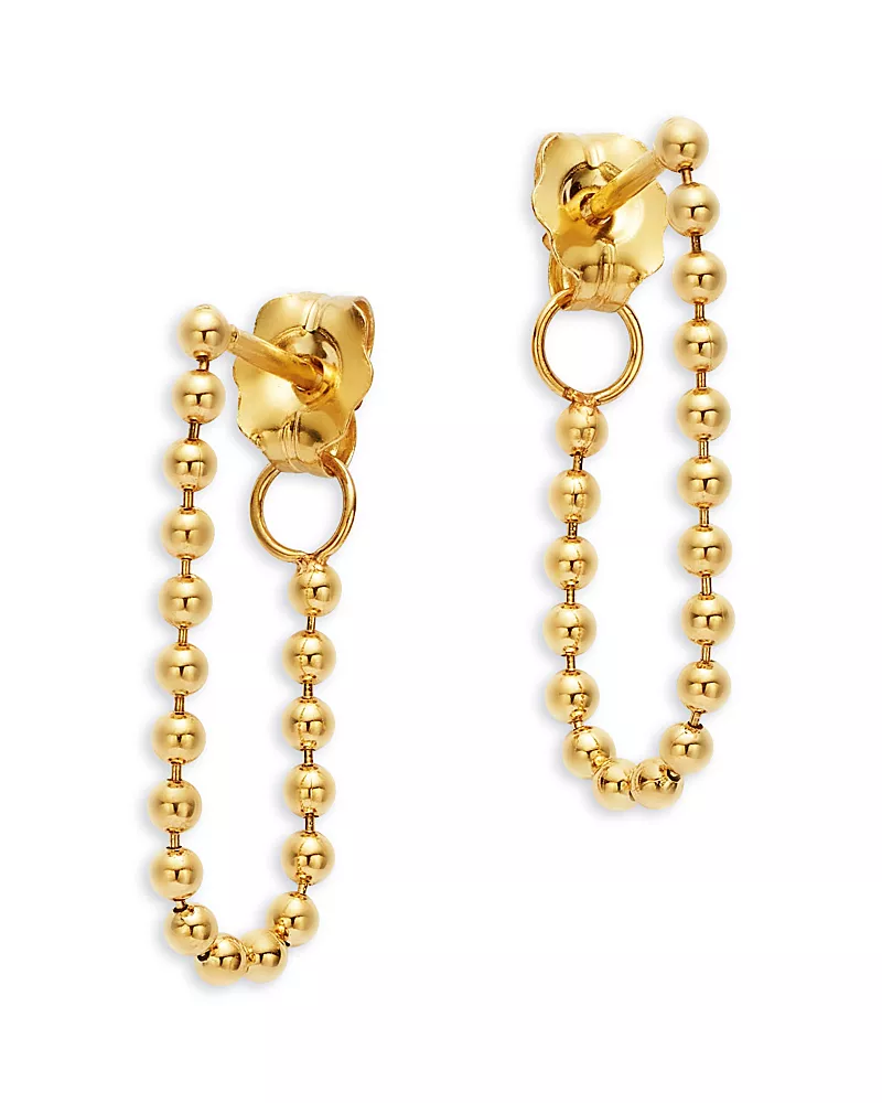 Zoe Chicco 14K Yellow Gold Beads Chain Huggie Hoop Earrings