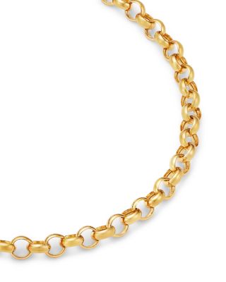 14K Yellow Gold Heavy Metal Rolo Link Chain Bracelet