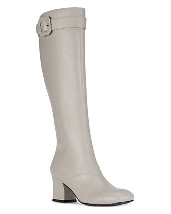 cream dress boots women Hensley Block Heel Thigh High Long Sock Boot In Faux Leather | EGO US Leather upper Cream Designer Boots for Women