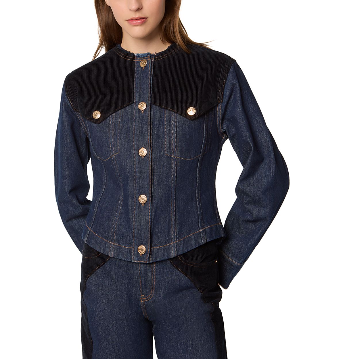 TRESSE Vanto Denim Velvet Trim Jacket