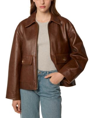 Leather Jacket with Storm Flap