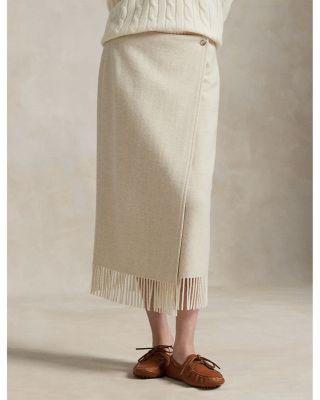 Fringe Herringbone Wrap Skirt
