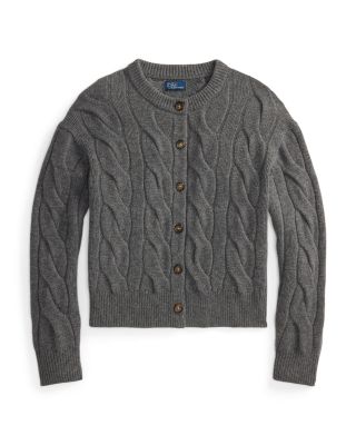 Cable Knit Wool Cashmere Cardigan Sweater