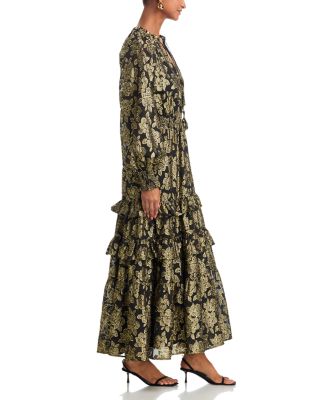 Metallic Jacquard Tiered Dress - Exclusive