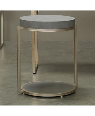 Chester Faux Leather Shagreen Round Side Table