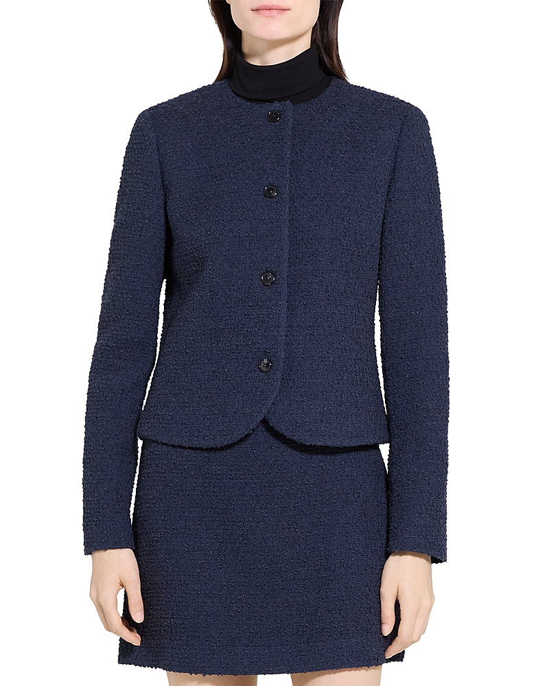 Theory Clean Crewneck Jacket In Blue