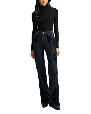 Crosbie High Rise Wide Leg Jeans in Washed Onyx