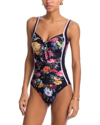 Baccara Tie Front Ruched One Piece Swimsuit