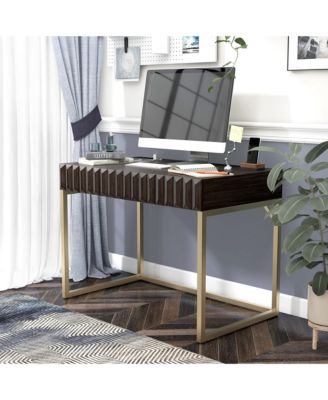 Prelli Steel Base 1-Drawer Writing Desk with USB Port and Outlet